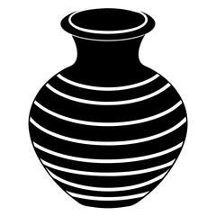 Black Clay Pot Silhouette Vector Icon Crisp & Detailed.