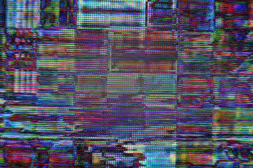 Glitch camera effect. Retro VHS background. Old video template. No signal. Static TV noise, bad TV...