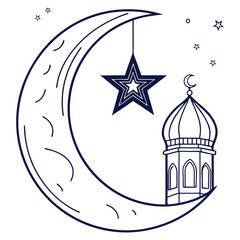 One Line Crescent Moon Adobe Illustrator Artwork