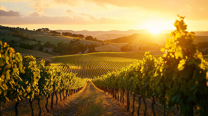 Naklejka premium Sunset Vineyard Vista 