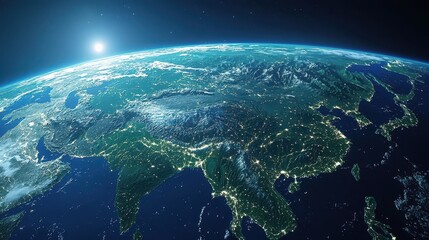 Spectacular View of Earth from Space Illuminating South Asia Region
