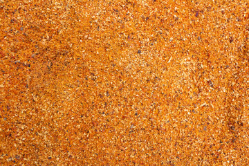 Full Frame Close-Up of Fine Orange Sawdust Wood Texture, Natural Rustic Background for Design and...