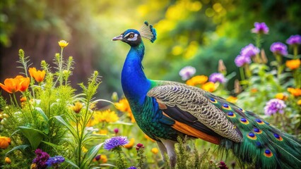 Obraz premium Breathtaking bird photography captures a majestic peacock in its natural habitat.