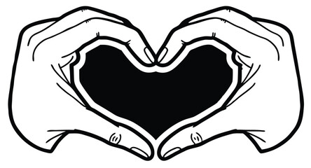 Fototapeta premium Hand gesture: love with heart. Elegant fingers symbolize a love gesture. for web, banner, poster, print, Valentine's day, wedding, other life event. 3D realistic vector illustration.