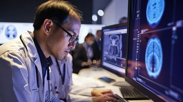 Researchers presenting advancements in artificial organs at a biotech conference.