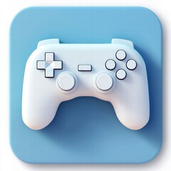 Digital Play Icon: A sleek, minimalist icon of a gaming controller rendered in a clean and modern style, perfect for representing interactive entertainment and digital leisure