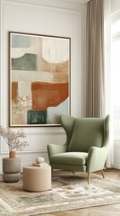 Abstract Art Piece in a Modern Living Room Setting