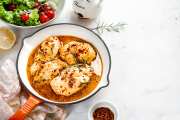 Chicken breast cooked in a cast iron skillet and doused in butter will.