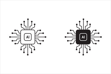 Artificial intelligence AI pictogram.Technology related to artificial intelligence,computers and systems that are intelligent,graphic of robot.Vector aigenerated logo or symbol.circuit board.icon set
