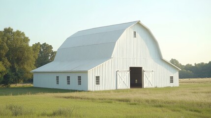White Barn in a Rural Landscape