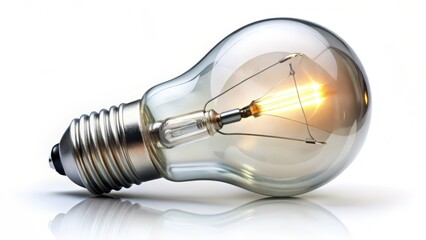 Glowing Lightbulb on White Background
