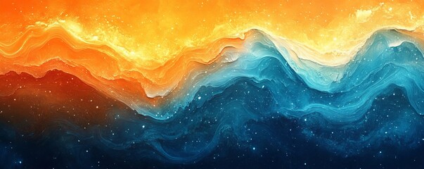 an abstract and dynamic art piece with vibrant colors, suggesting movement and energy