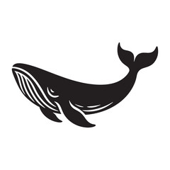 Sleek Blue Whale silhouette, a modern interpretation of ocean life - Blue Whale illustration - Minimalist Blue Whale vector - Fish silhouette
