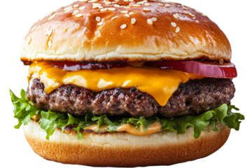 Tasty cheeseburger with fresh toppings