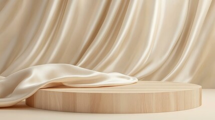 Elegant Wooden Display Stand with Draped Fabric