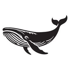 Refined Blue Whale silhouette, a polished marine-inspired vector - Blue Whale illustration - Minimalist Blue Whale vector - Fish silhouette
