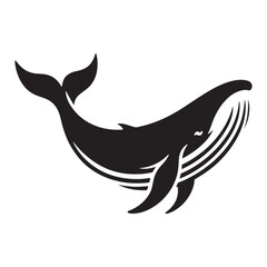 Bold Blue Whale silhouette, strong and commanding in design - Blue Whale illustration - Minimalist Blue Whale vector - Fish silhouette
