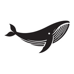 Deep-sea Blue Whale silhouette, connecting art with nature - Blue Whale illustration - Minimalist Blue Whale vector - Fish silhouette
