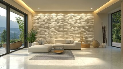 Modern Living Room with Scenic View