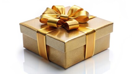 Obraz premium Gold Gift Box with Ribbon