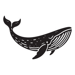 Elegant Blue Whale silhouette, a timeless marine depiction - Blue Whale illustration - Minimalist Blue Whale vector - Fish silhouette
