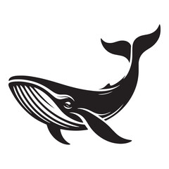 Minimalist Blue Whale silhouette, symbolizing ocean beauty - Blue Whale illustration - Minimalist Blue Whale vector - Fish silhouette
