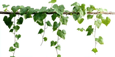 Hanging Ivy Leaves Against White Background