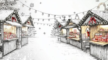 Fototapeta premium Winter Wonderland at a Festive Market