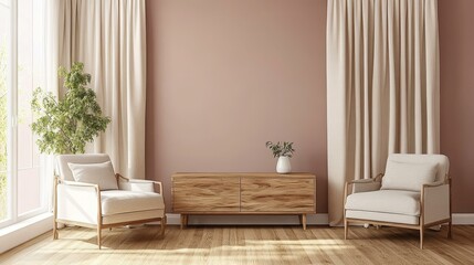 Modern Beige Living Room Interior Design