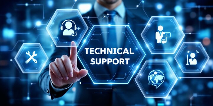 Modern Technical Support and IT Solutions with Digital Interface.