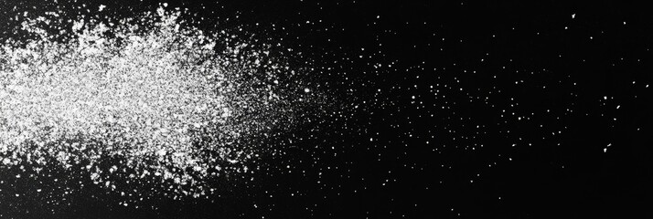 Abstract White Powder Explosion on Black Background