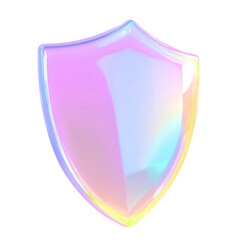 Colorful glossy Shield protection 3d rendering illustration