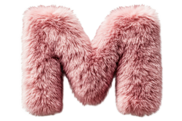Soft pink furry letter M decoration for home