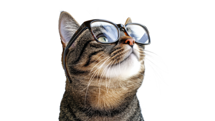 Cat wearing glasses enjoys a curious moment
