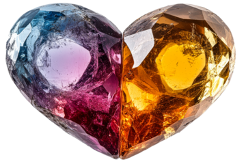 Unique heart shaped gem combining vibrant colors