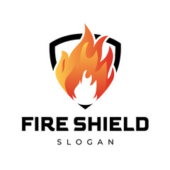Shield Logo Vector Illustration with Gradient Fire. Modern and dynamic design. Suitable for company logo, security or other graphic elements.