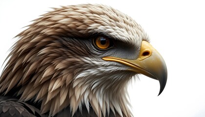 "Majestic Eagle Profile with Piercing Yellow Eyes and Sharp Beak"