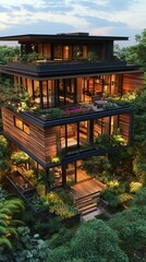 Obraz premium Modern Eco-Friendly Multi-Level House Design