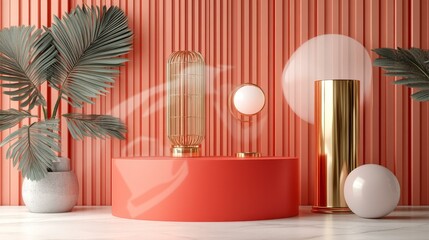 Coral Pink Modern Minimalist Display Background