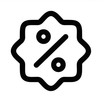 Monochrome vector badge featuring percentage symbol, signaling retail promotions and price reductions