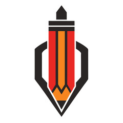 pencil logo design concept vector art and illustration