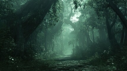 Enigmatic Forest Path: A Mystical Journey Through Verdant Woods