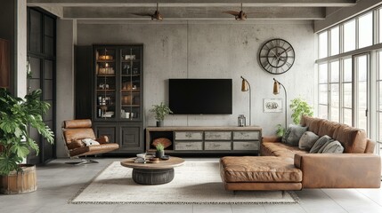 Modern Industrial Living Room Interior Design