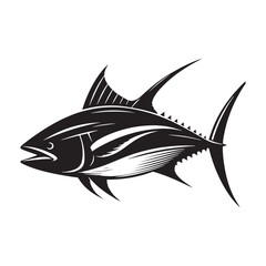 Vivid Bluefin Tuna silhouette, a simple yet impactful fish artwork - Bluefin Tuna illustration - Minimalist Bluefin Tuna vector - Fish silhouette
