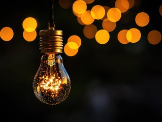 Brightly glowing light bulb