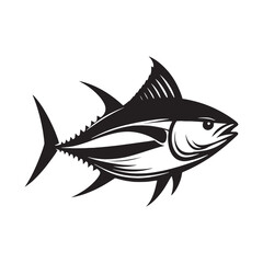 Dynamic Bluefin Tuna silhouette, symbolizing motion and energy - Bluefin Tuna illustration - Minimalist Bluefin Tuna vector - Fish silhouette
