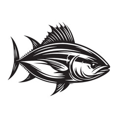 Powerful Bluefin Tuna silhouette, showcasing speed and strength - Bluefin Tuna illustration - Minimalist Bluefin Tuna vector - Fish silhouette
