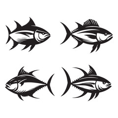 Sleek Bluefin Tuna silhouette for dynamic marine visuals - Bluefin Tuna illustration - Minimalist Bluefin Tuna vector - Fish silhouette
