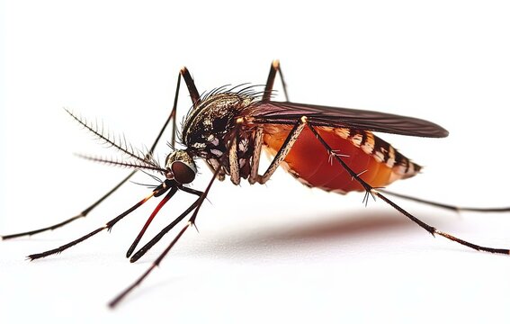 Close-up of a Mosquito on White Background