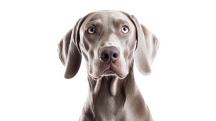 Weimaraner dog posing for a close up portrait